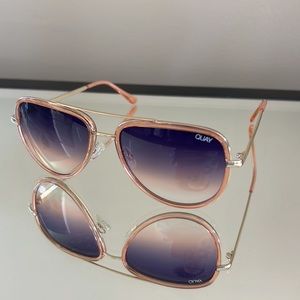 Quay Aviator Sunglasses with Pink Details